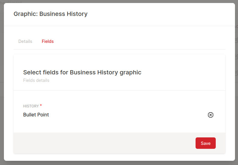 History of our business Chart Fields