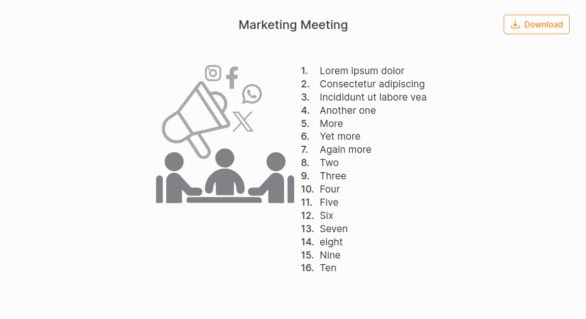 Marketing Meeting Agenda Chart