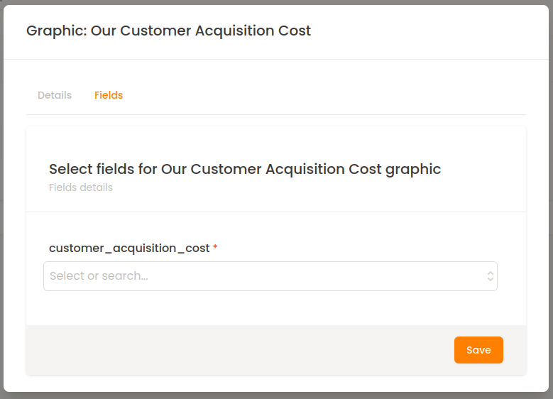 Our Avarage Customer Acquision Cost Chart Fields