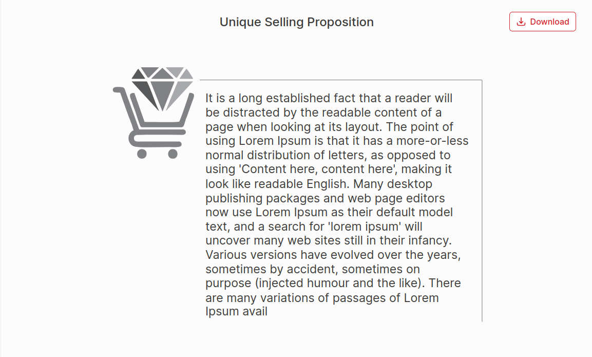 Our Unique Selling Proposition Chart
