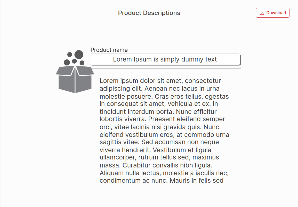 Product Description Chart