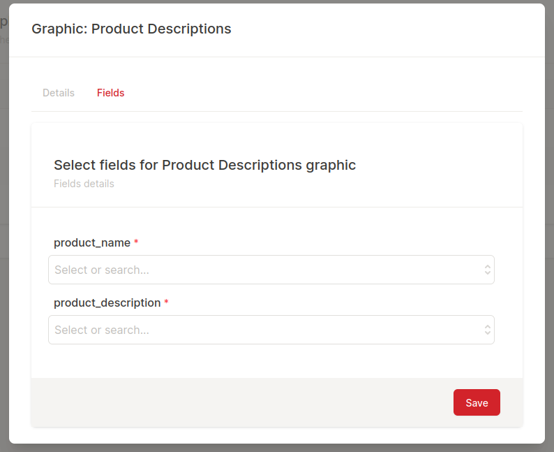 Product Description Chart Fields
