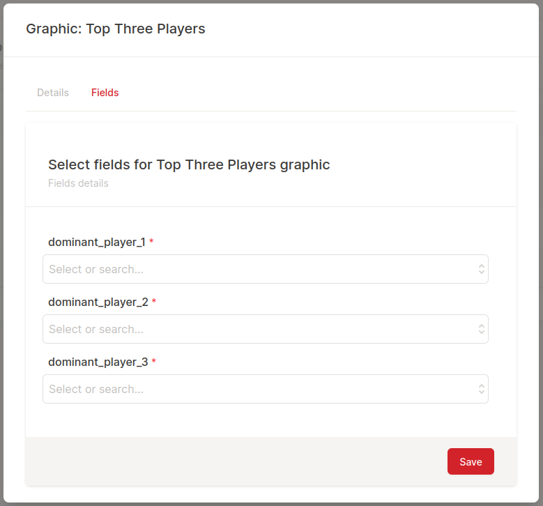 Top Three Dominant Players Chart Fields
